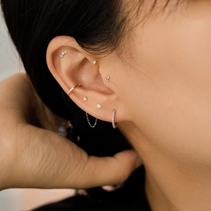 UNA Single Diamond Mini Threadless Flatback Earring AURELIE GI Earrings