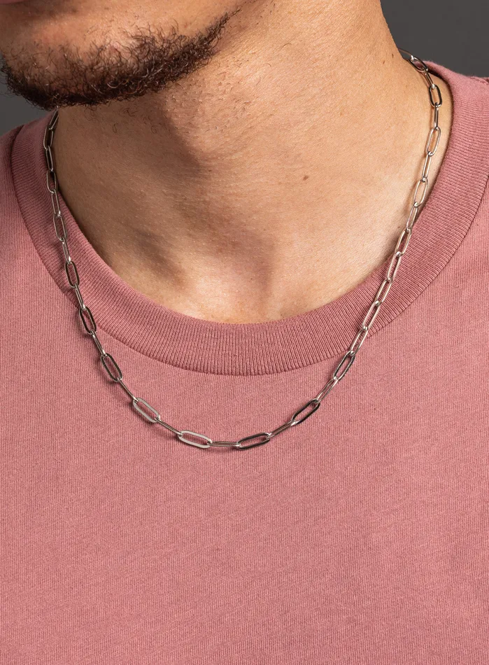 Waterproof Elongated Oval Clip Style 45mm Cable Chain WE ARE ALL SMITH Necklaces