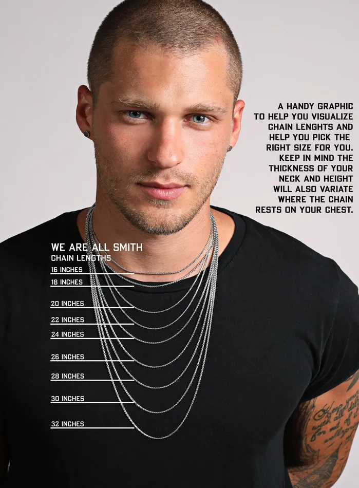 Waterproof Elongated Oval Clip Style 45mm Cable Chain WE ARE ALL SMITH Necklaces