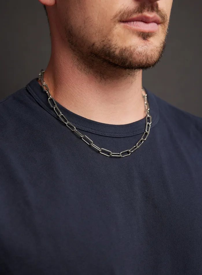 Waterproof Mens Silver Clip Style Large Cable Necklace WE ARE ALL SMITH Necklaces Waterproof Mens Silver Clip Style Large Cable Necklace WE ARE ALL SMITH Necklaces