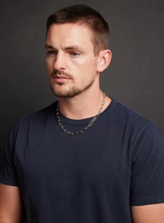 Waterproof Mens Silver Clip Style Large Cable Necklace WE ARE ALL SMITH Necklaces