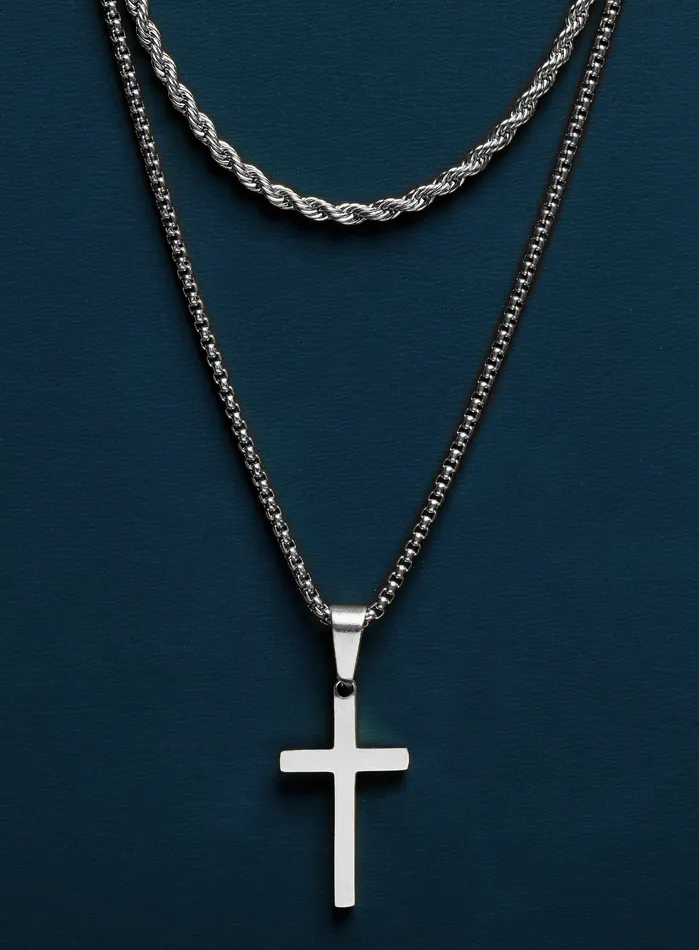 Waterproof Stainless Steel Medium Cross Necklace Set WE ARE ALL SMITH Mens Jewelry Clothing Necklaces Waterproof Stainless Steel Medium Cross Necklace Set WE ARE ALL SMITH Mens Jewelry Clothing Necklaces