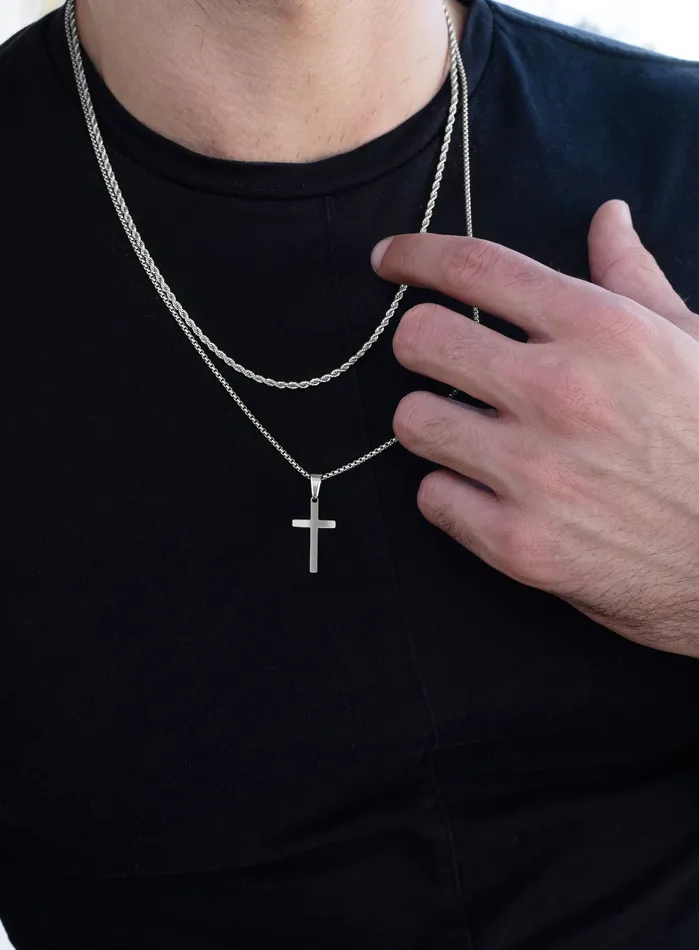 Waterproof Stainless Steel Medium Cross Necklace Set WE ARE ALL SMITH Mens Jewelry Clothing Necklaces Waterproof Stainless Steel Medium Cross Necklace Set WE ARE ALL SMITH Mens Jewelry Clothing Necklaces
