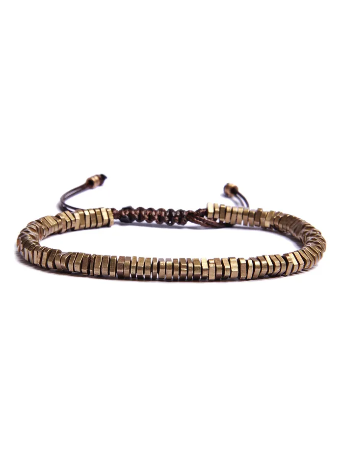We Are All Smith Bracelets Raw Brass Triangles Beaded Mens Bracelet