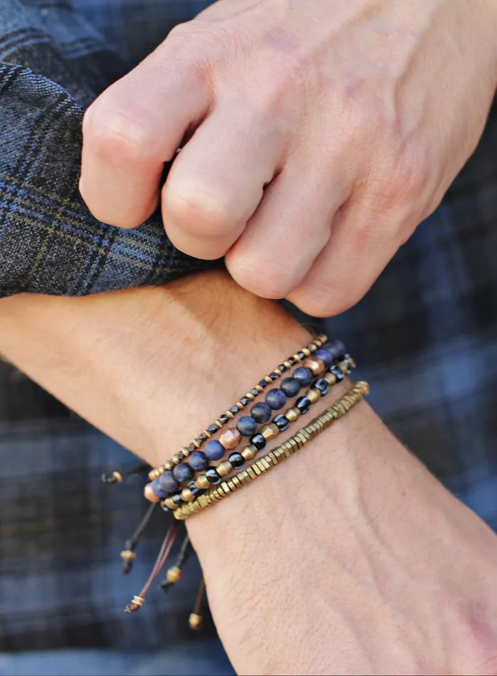 We Are All Smith Bracelets Raw Brass Triangles Beaded Mens Bracelet