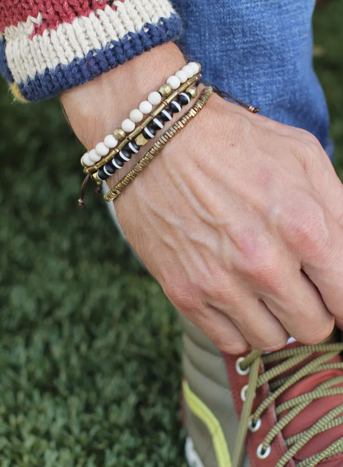 We Are All Smith Bracelets Raw Brass Triangles Beaded Mens Bracelet