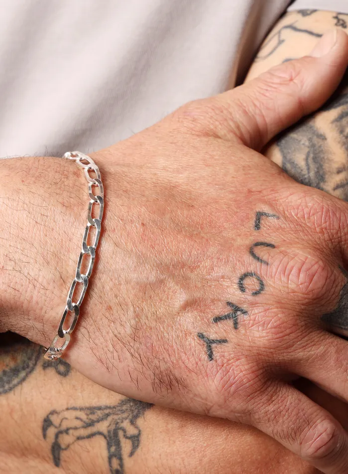 WE ARE ALL SMITH Mens Jewelry Clothing 925 Sterling Silver 6mm Elongated Curb Link Mens Chain Bracelet Bracelets
