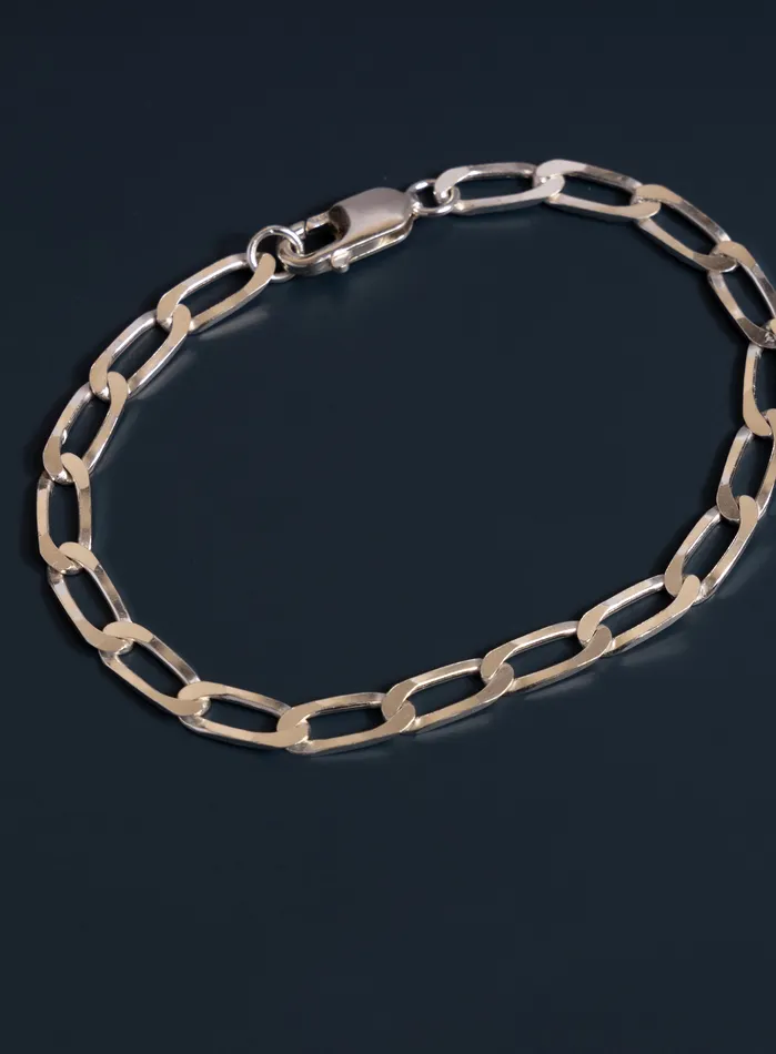 WE ARE ALL SMITH Mens Jewelry Clothing 925 Sterling Silver 6mm Elongated Curb Link Mens Chain Bracelet Bracelets