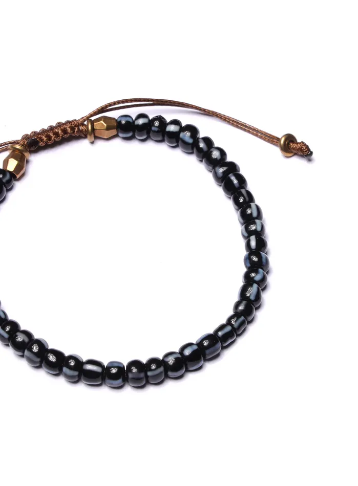 WE ARE ALL SMITH Mens Jewelry Clothing Bracelets Dark Blue Chevron Glass Bead Bracelet for Men