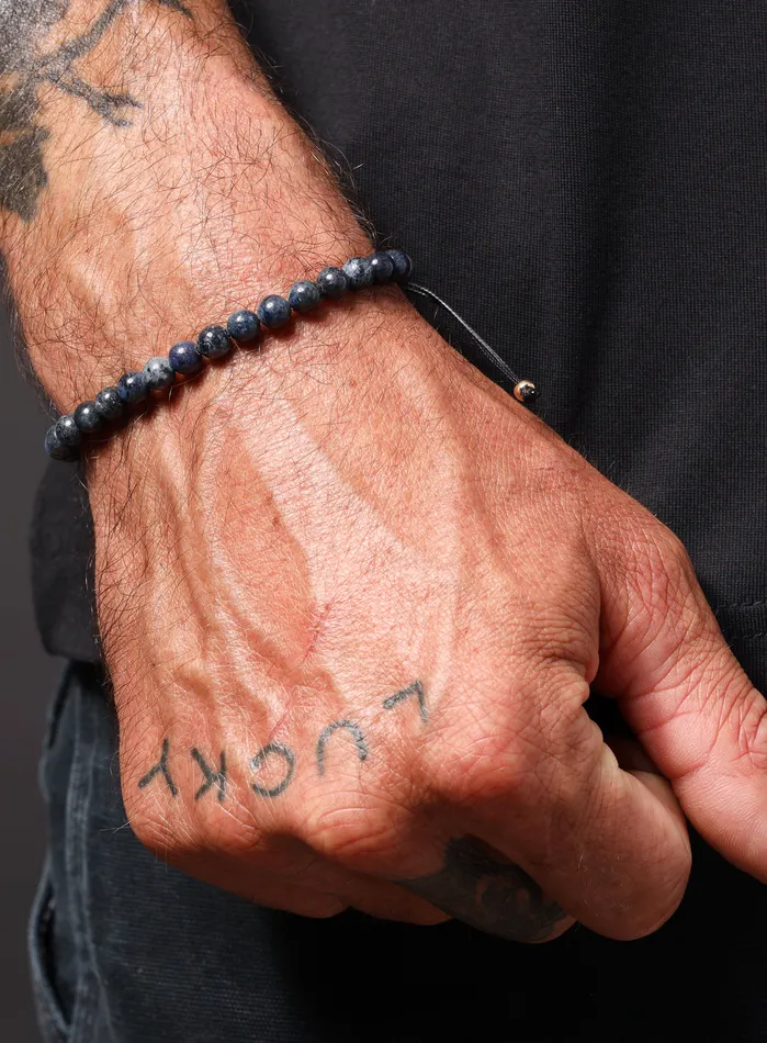 WE ARE ALL SMITH Mens Jewelry Clothing Bracelets Dumortierite Bead Bracelet for Men