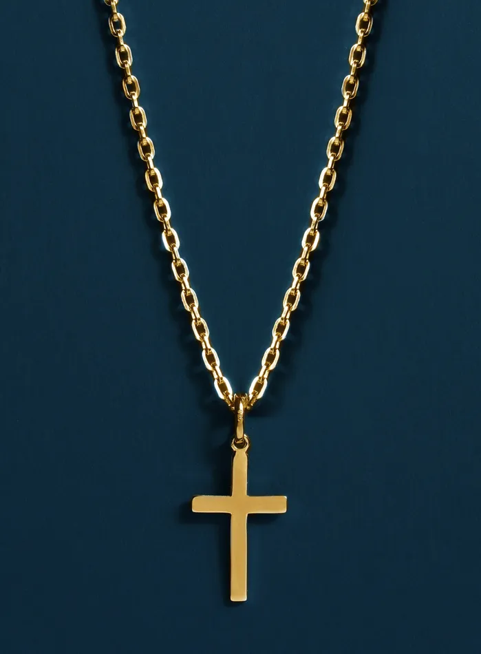 WE ARE ALL SMITH Mens Jewelry Clothing Necklaces 14k Gold Filled and Vermeil Gold Cross Cable Necklace for Men