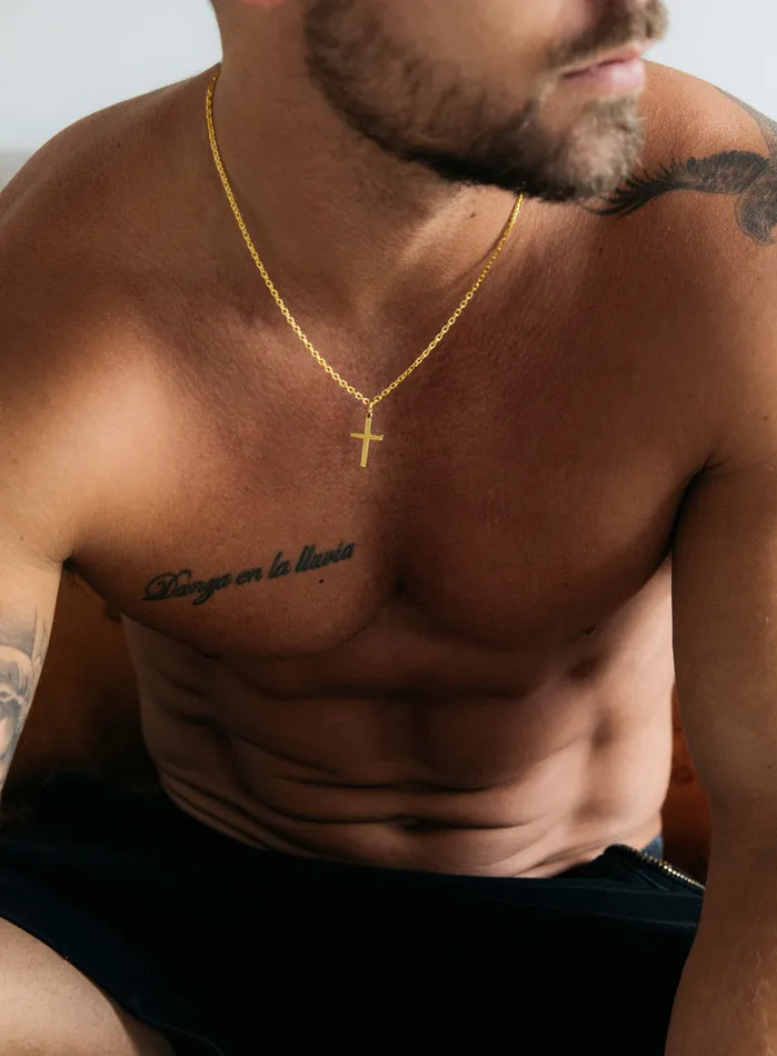 WE ARE ALL SMITH Mens Jewelry Clothing Necklaces 14k Gold Filled and Vermeil Gold Cross Cable Necklace for Men
