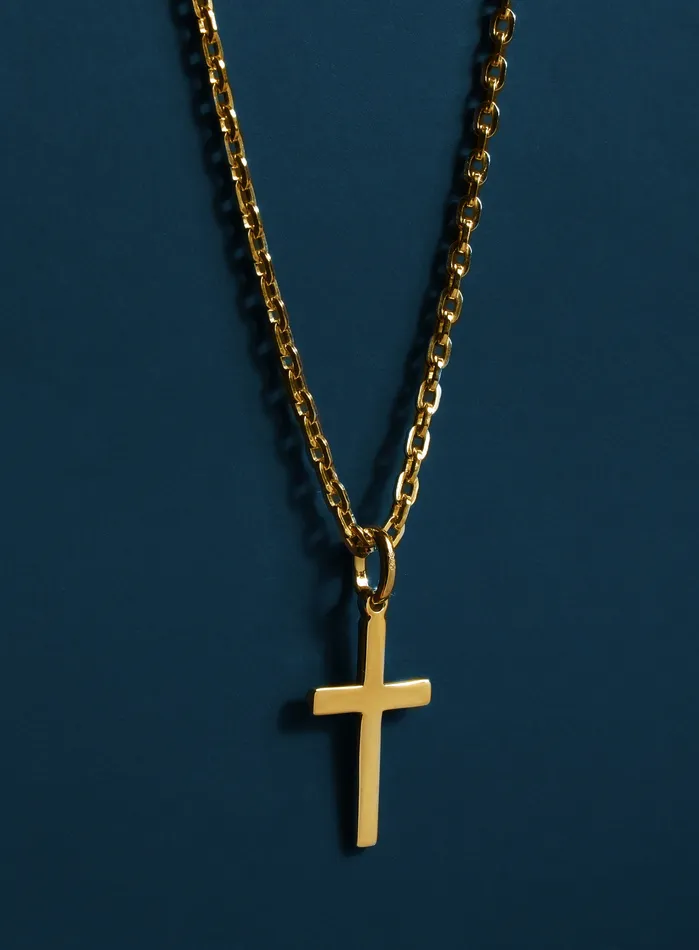 WE ARE ALL SMITH Mens Jewelry Clothing Necklaces 14k Gold Filled and Vermeil Gold Cross Cable Necklace for Men