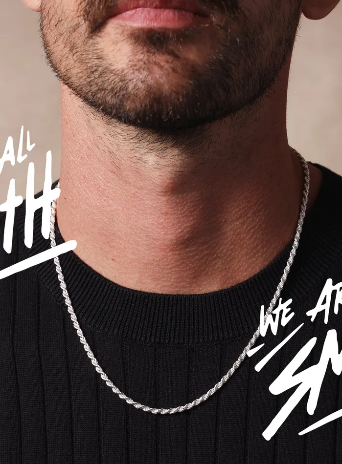 WE ARE ALL SMITH Mens Jewelry Clothing Necklaces 925 Sterling Silver Rope Chain Necklace for Men WE ARE ALL SMITH Mens Jewelry Clothing Necklaces 925 Sterling Silver Rope Chain Necklace for Men
