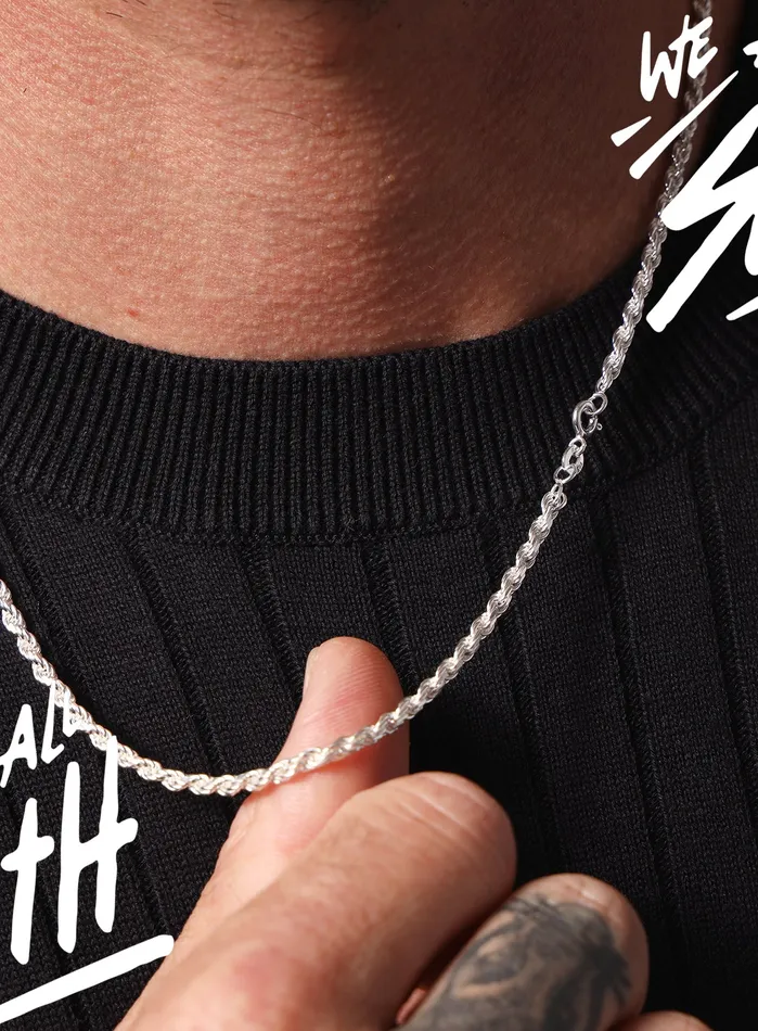 WE ARE ALL SMITH Mens Jewelry Clothing Necklaces 925 Sterling Silver Rope Chain Necklace for Men
