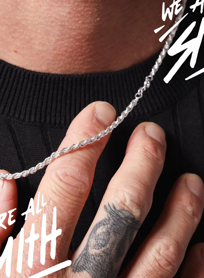 WE ARE ALL SMITH Mens Jewelry Clothing Necklaces 925 Sterling Silver Rope Chain Necklace for Men