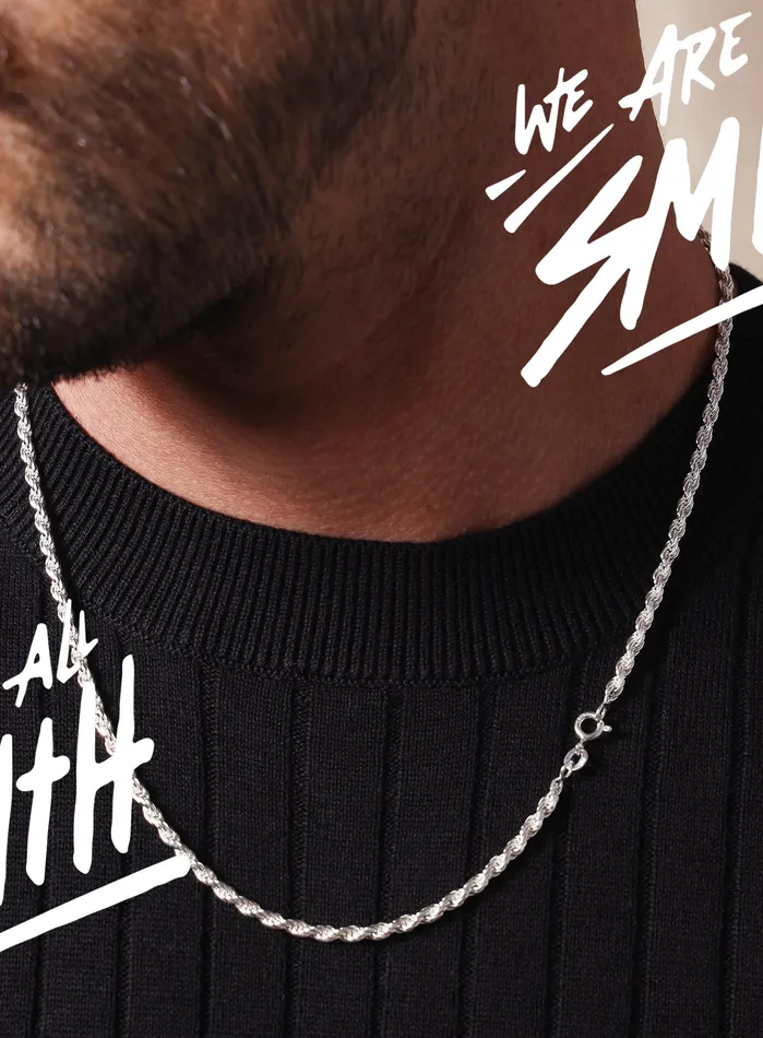WE ARE ALL SMITH Mens Jewelry Clothing Necklaces 925 Sterling Silver Rope Chain Necklace for Men
