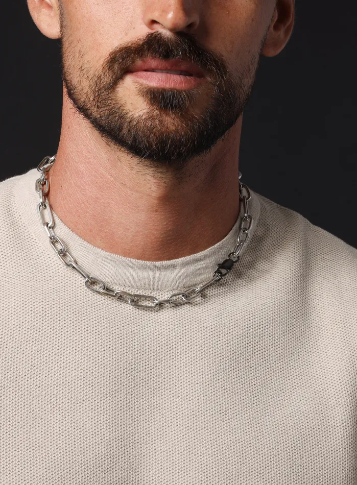 WE ARE ALL SMITH Mens Jewelry Clothing Necklaces 9mm Oxidized Sterling XL Collar Figaro inspired Chain for Men