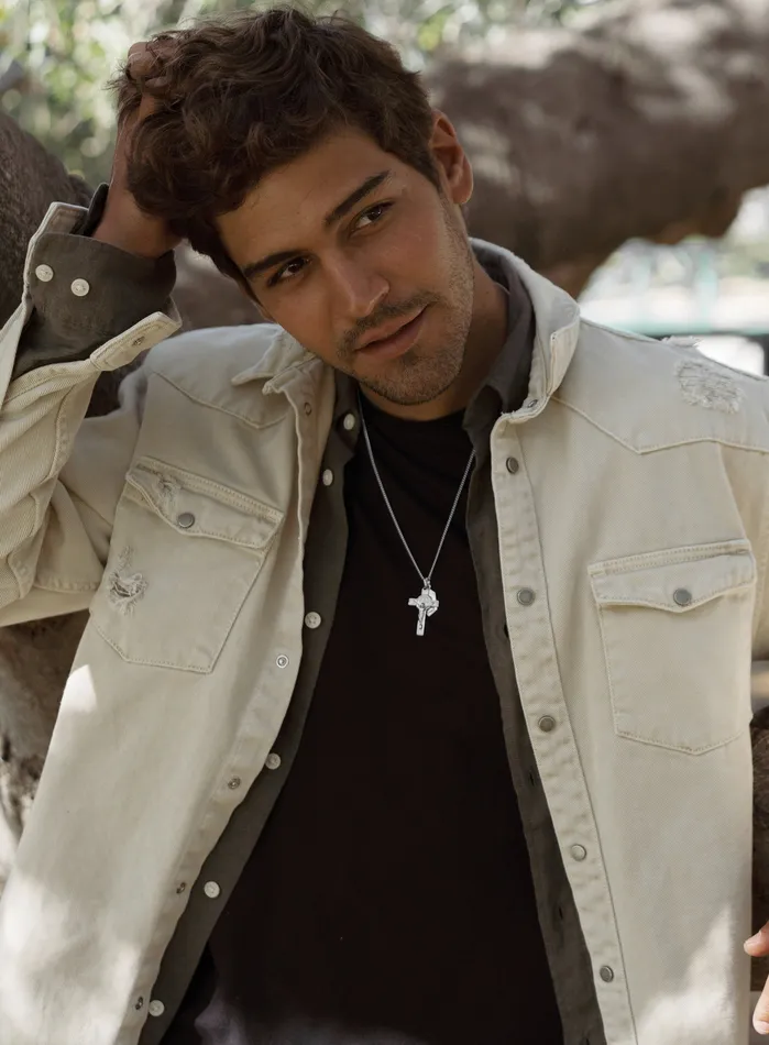 WE ARE ALL SMITH Mens Jewelry Clothing Necklaces Mens silver Crucifix and Mary medal necklace