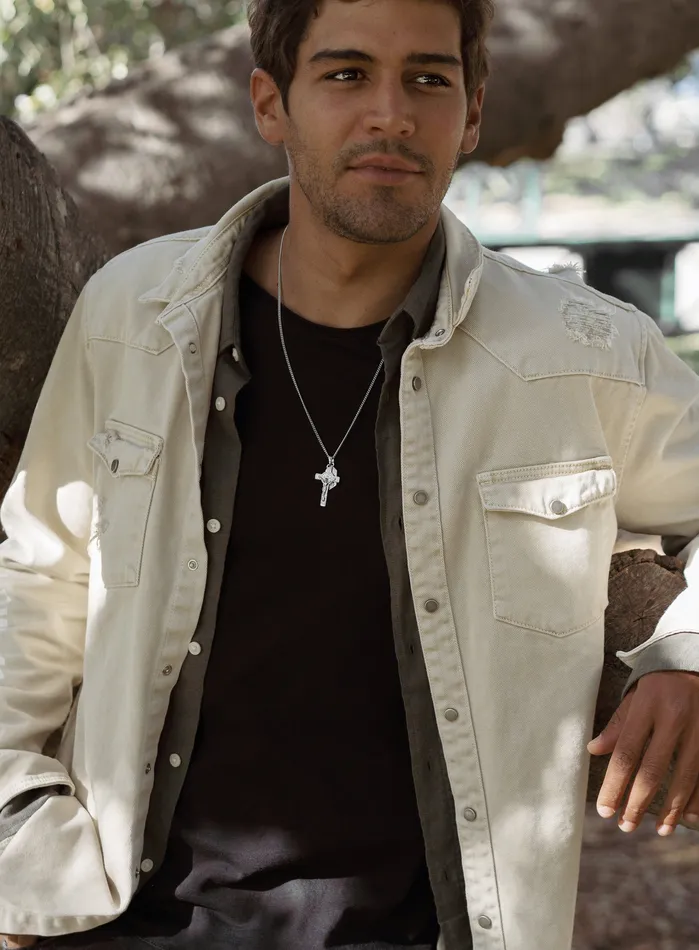 WE ARE ALL SMITH Mens Jewelry Clothing Necklaces Mens silver Crucifix and Mary medal necklace