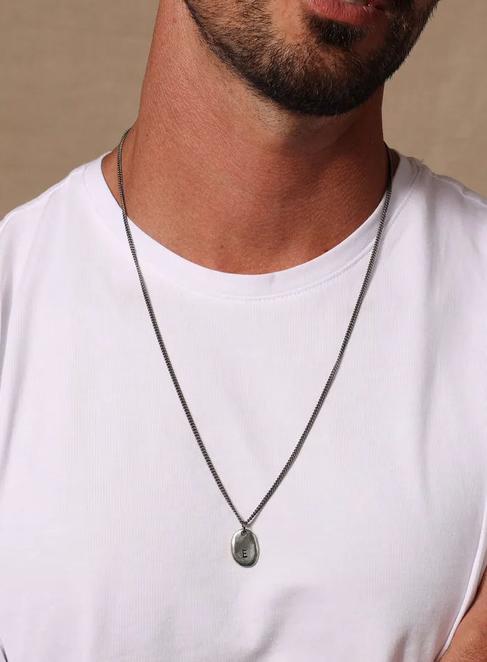 WE ARE ALL SMITH Mens Jewelry Clothing Necklaces Pewter Sterling Initial Necklace for Men