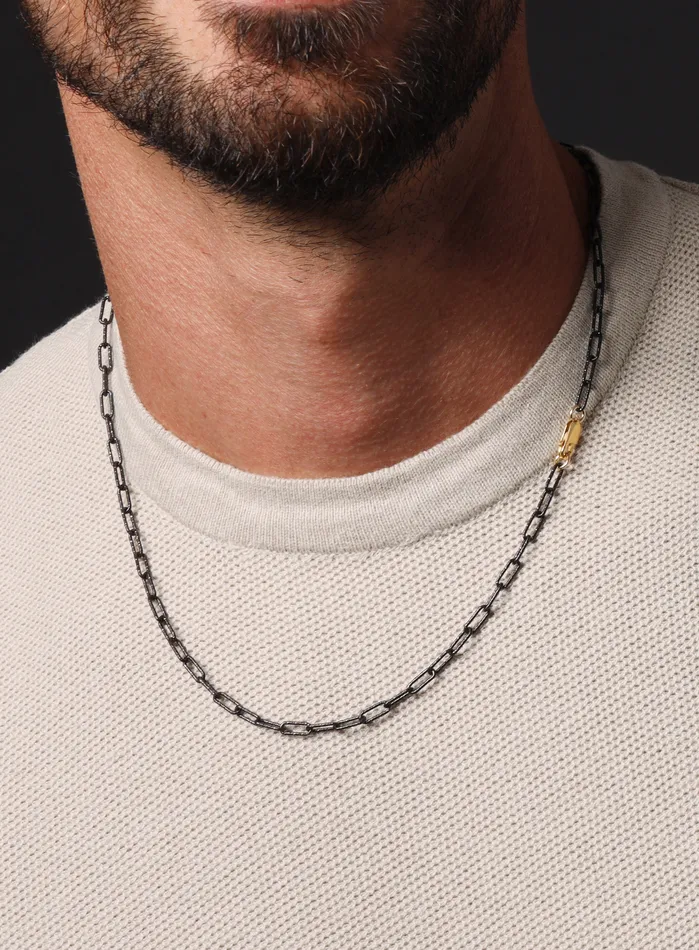 WE ARE ALL SMITH Mens Jewelry Clothing Necklaces Titanium Speckle Coated Mens Chain Necklace WE ARE ALL SMITH Mens Jewelry Clothing Necklaces Titanium Speckle Coated Mens Chain Necklace