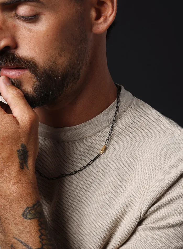 WE ARE ALL SMITH Mens Jewelry Clothing Necklaces Titanium Speckle Coated Mens Chain Necklace