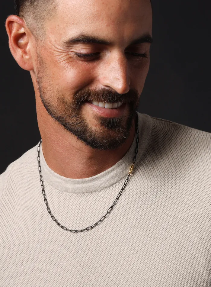 WE ARE ALL SMITH Mens Jewelry Clothing Necklaces Titanium Speckle Coated Mens Chain Necklace