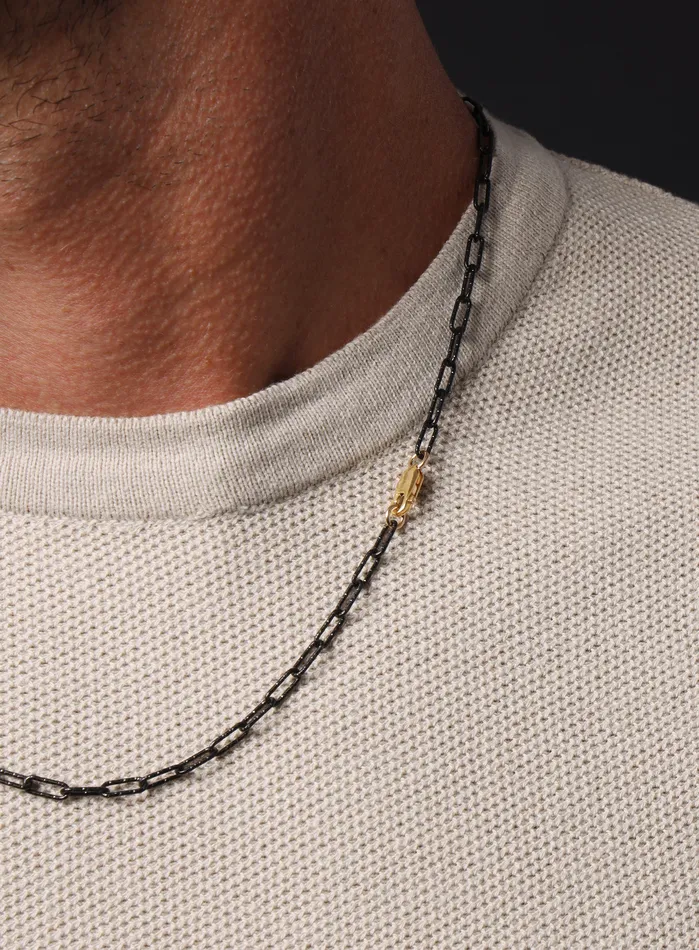 WE ARE ALL SMITH Mens Jewelry Clothing Necklaces Titanium Speckle Coated Mens Chain Necklace