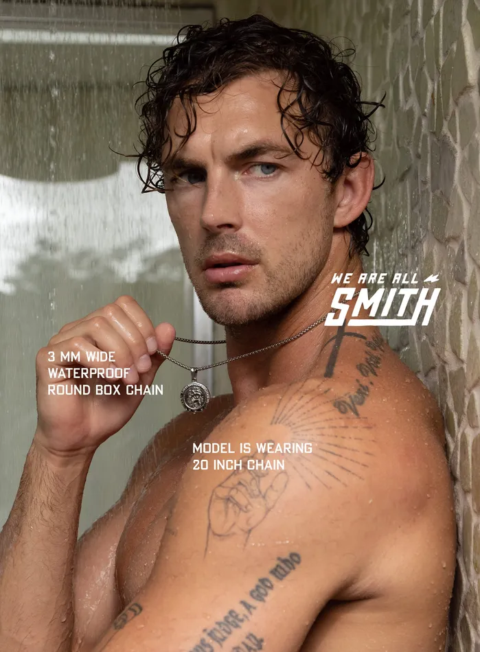 WE ARE ALL SMITH Mens Jewelry Clothing Necklaces Waterproof Saint Christopher Necklace for Men