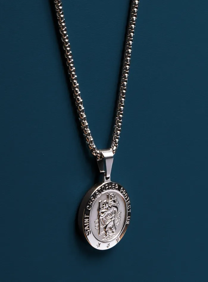 WE ARE ALL SMITH Mens Jewelry Clothing Necklaces Waterproof Saint Christopher Necklace for Men