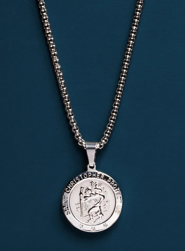 WE ARE ALL SMITH Mens Jewelry Clothing Necklaces Waterproof Saint Christopher Necklace for Men