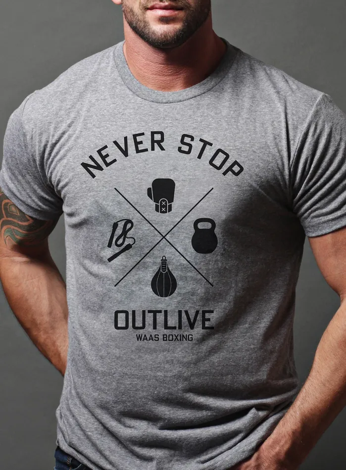 WE ARE ALL SMITH Necklaces Never Stop Outlive Gray Short sleeve tshirt