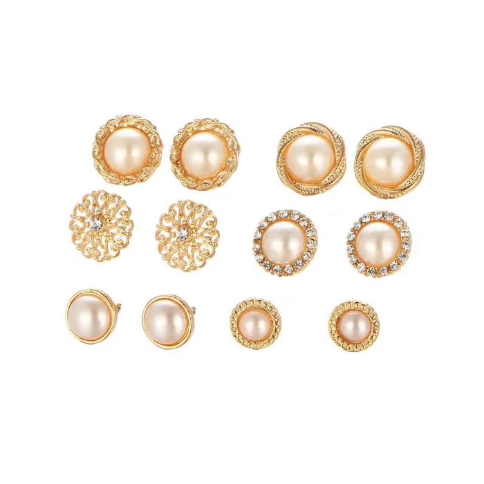 Yellow Chimes 6 Pairs Pearl Studs Combo Set Stylish Earrings for Women Girls Yellow Chimes Rings Yellow Chimes 6 Pairs Pearl Studs Combo Set Stylish Earrings for Women Girls Yellow Chimes Rings