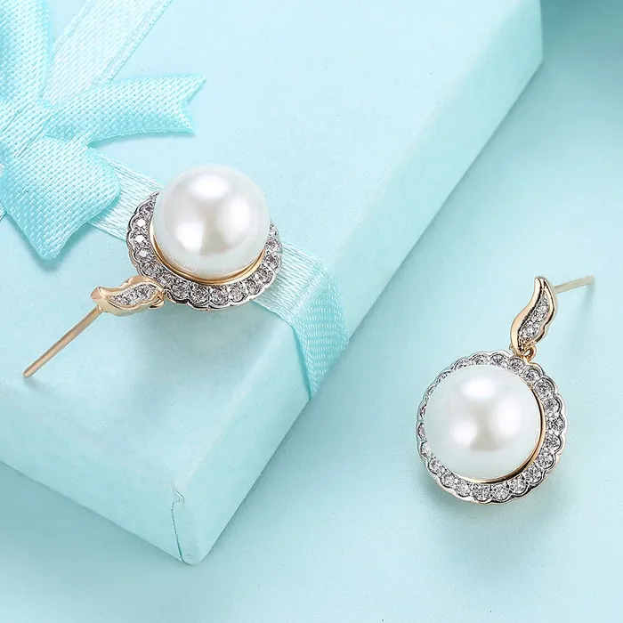 Yellow Chimes A5 Grade Crystal Champagne Gold Plated Pearl Earrings for Women Girls Yellow Chimes Bracelets