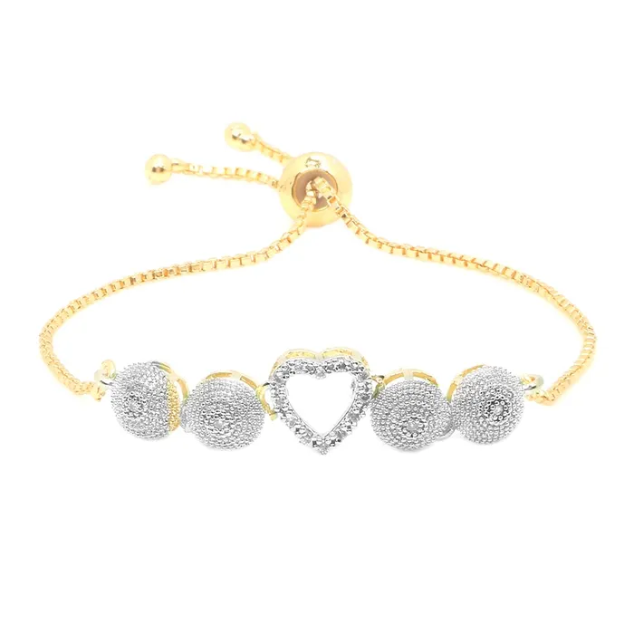 Yellow Chimes ADAmerican Diamond Set Crystal White Gold Plated Heart Pendant Set with Bracelet Ring Jewellery Set for Women Girls Yellow Chimes Necklaces
