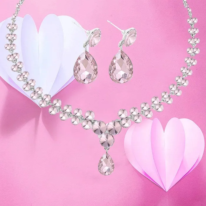 Yellow Chimes AD Crystal Elements Delicate Drop Design Sparkling Colors Fascinating Necklace Set with Earrings for Women Yellow Chimes Bracelets