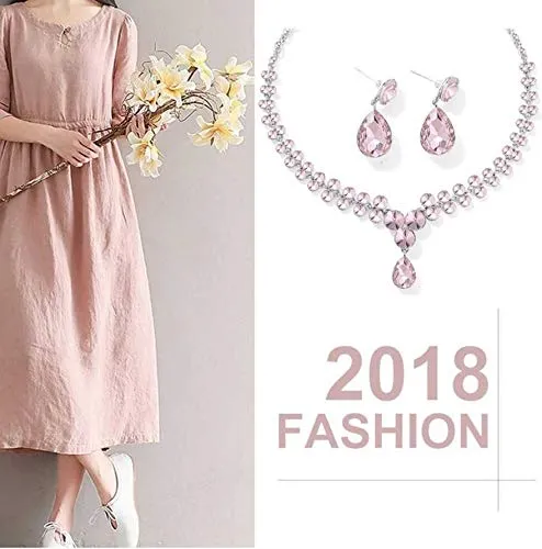 Yellow Chimes AD Crystal Elements Delicate Drop Design Sparkling Colors Fascinating Necklace Set with Earrings for Women Yellow Chimes Bracelets