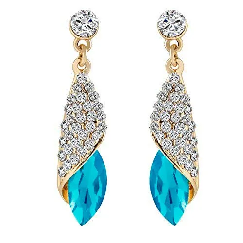 Yellow Chimes Blue Crystal Gold Plated Drop Earrings for Women Yellow Chimes Necklaces Yellow Chimes Blue Crystal Gold Plated Drop Earrings for Women Yellow Chimes Necklaces