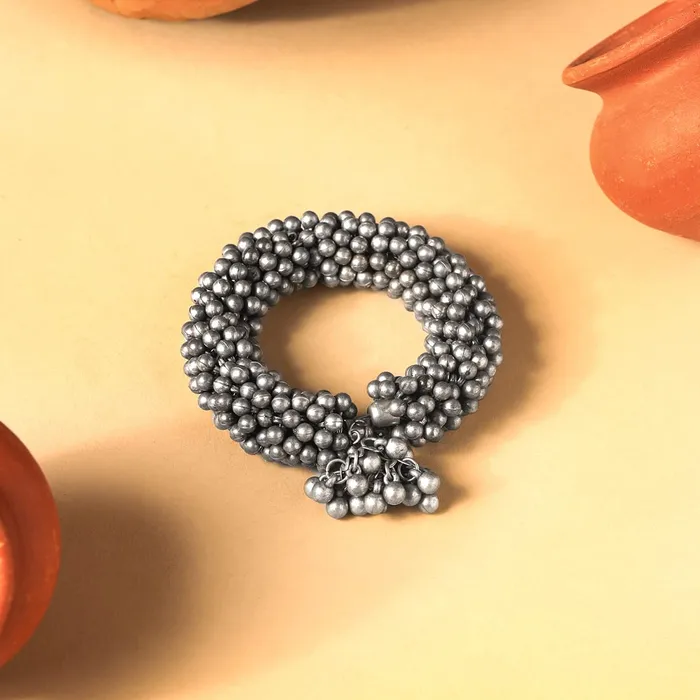 Yellow Chimes Bracelet for Women and Girls Silver Oxidised Gungroo Kada Bracelets for Women and Girls Birthday Gift For girls and women Anniversary Gift for Wife Yellow Chimes Earrings