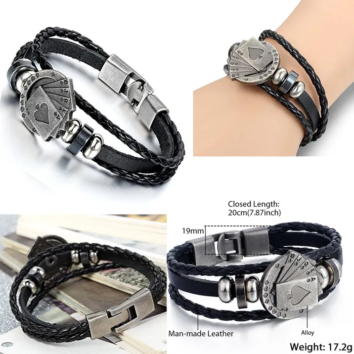 Yellow Chimes Bracelets for Men and Women Fashion Black Leather Bracelet for Men Anchor Black Braided Leather Bracelets for Men Birthday Gift for Men and Women Anniversary Gift for Husband Yellow Chimes Earrings