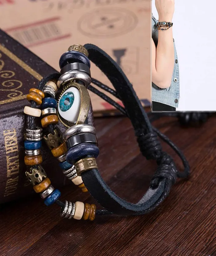 Yellow Chimes Bracelets for Men and Women Fashion Black Leather Bracelet for Men Anchor Black Braided Leather Bracelets for Men Birthday Gift for Men and Women Anniversary Gift for Husband Yellow Chimes Earrings