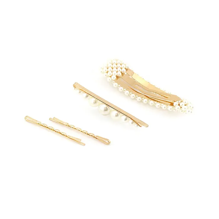 Yellow Chimes Bracelets Yellow Chimes Combo of 3 Pairs Gold Plated Heart Shape Pearl Drop Hoop Earrings and Pearl Design Hair Clip Set for Women and Girls Medium YCFJERPRLDGNSCGL