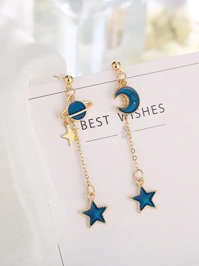 Yellow Chimes Bracelets Yellow Chimes Earrings for Women and Girls Crystal Dangler Gold Toned Star Moon Designed Long Danglers Earrings Birthday Gift for girls and women Anniversary Gift for Wife