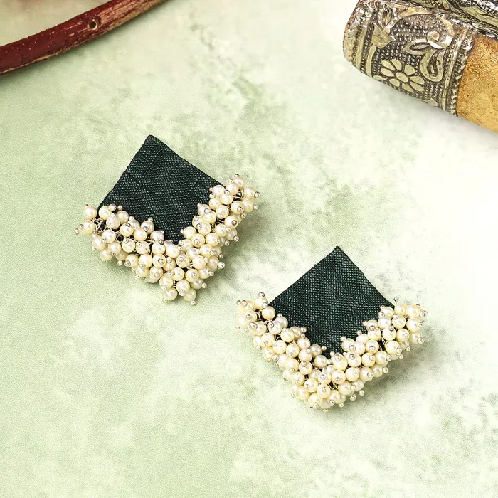 Yellow Chimes Bracelets Yellow Chimes Earrings for Women and Girls Green Studs Green Woven Wrapped Beads Studded Stud Earrings Birthday Gift for girls and women Anniversary Gift for Wife