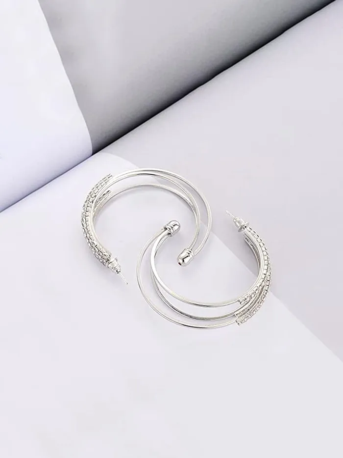 Yellow Chimes Bracelets Yellow Chimes Earrings for Women and Girls Hoop Earrings for Girls Silver Toned Crystal Studded Hoop Earrings Birthday Gift for girls and women Anniversary Gift for Wife