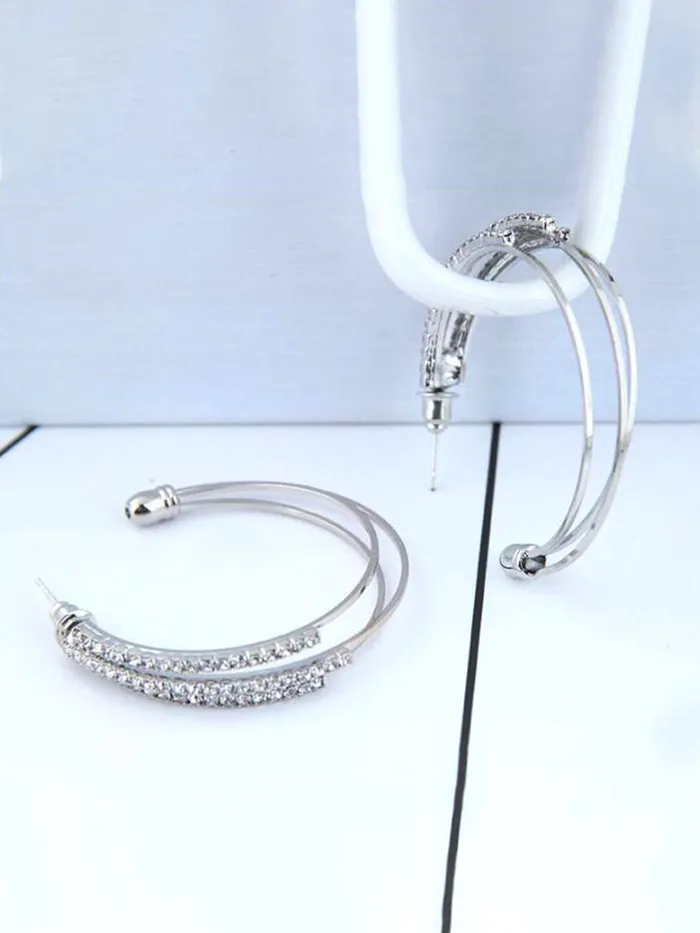 Yellow Chimes Bracelets Yellow Chimes Earrings for Women and Girls Hoop Earrings for Girls Silver Toned Crystal Studded Hoop Earrings Birthday Gift for girls and women Anniversary Gift for Wife