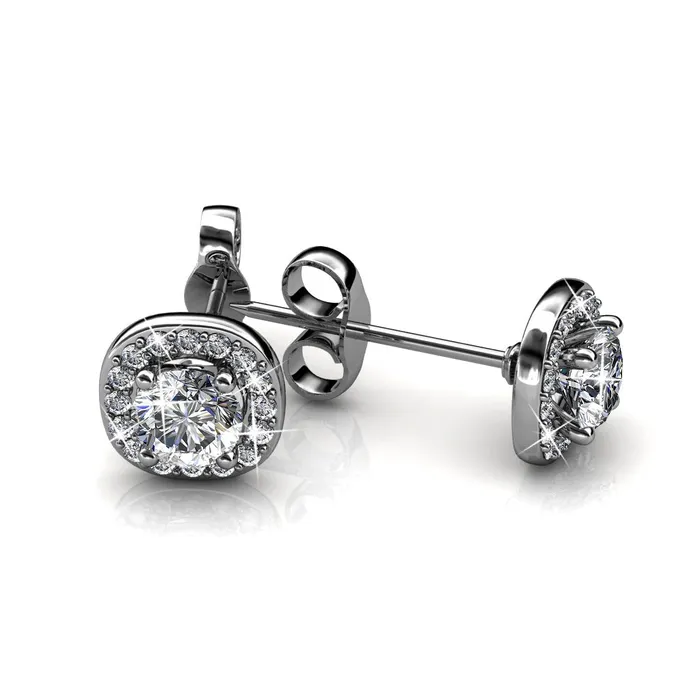 Yellow Chimes Bracelets Yellow Chimes Earrings for Women Girls Enriched White Crystals from Swarovski Studs Silver Toned Stud Earrings for Women Stud Earrings Birthday Anniversary Gift