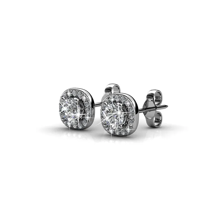Yellow Chimes Bracelets Yellow Chimes Earrings for Women Girls Enriched White Crystals from Swarovski Studs Silver Toned Stud Earrings for Women Stud Earrings Birthday Anniversary Gift