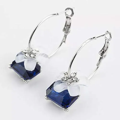Yellow Chimes Bracelets Yellow Chimes Elegant A Grade Crystal Flower Dangle Hoop Drop Earrings For Women and Girls